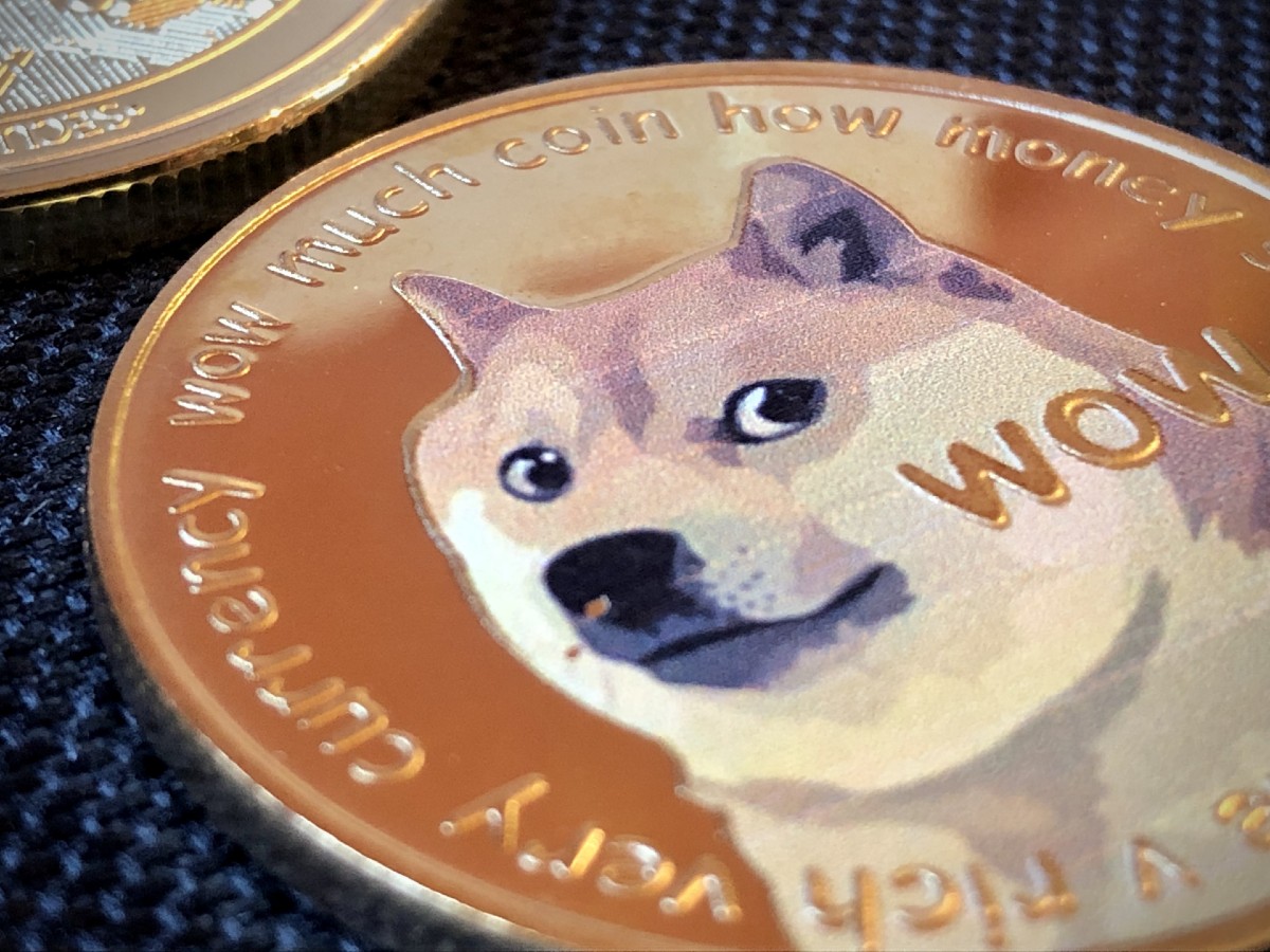 up close shot of dogecoin coin