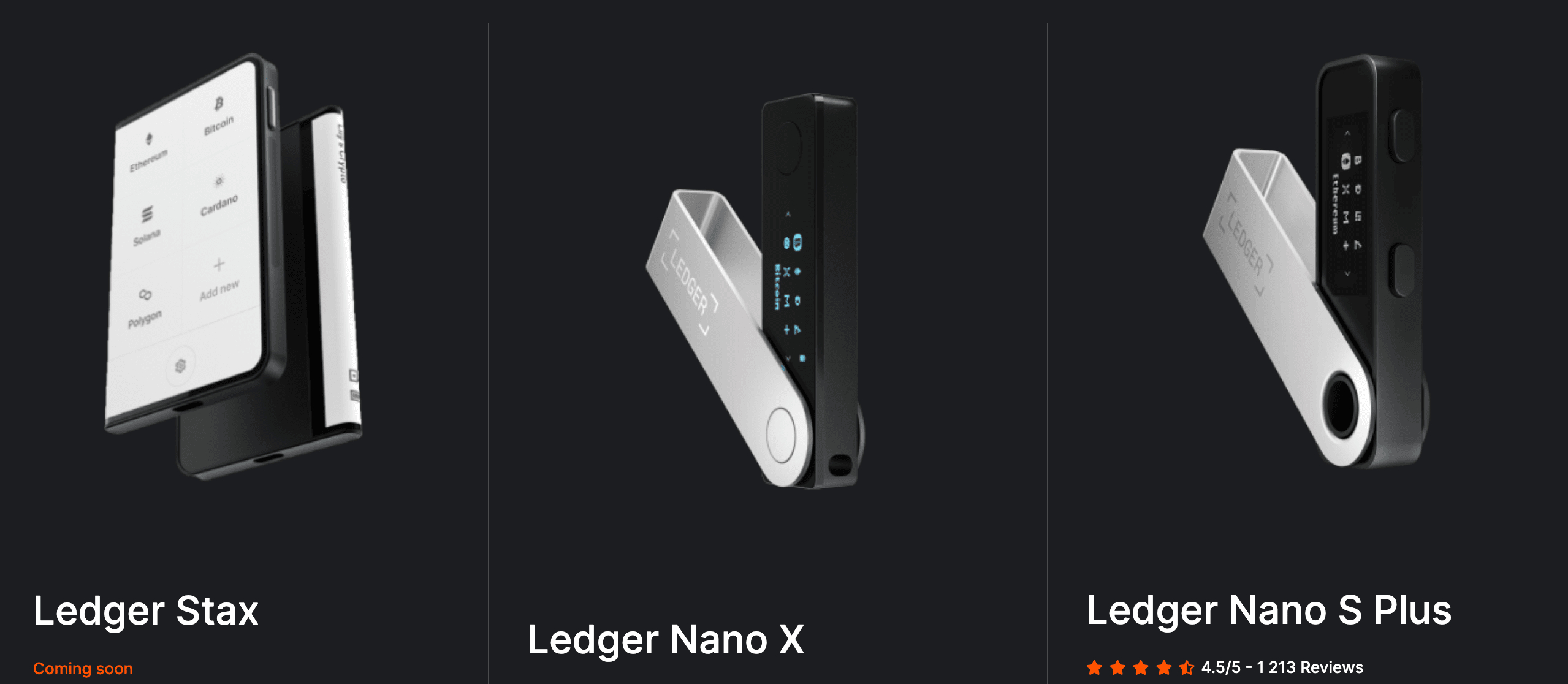 Ledger hardware wallet devices
