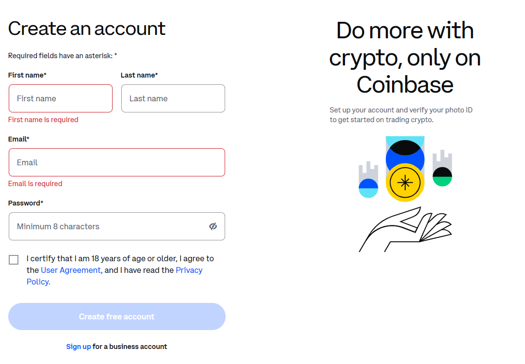 Coinbase opening account