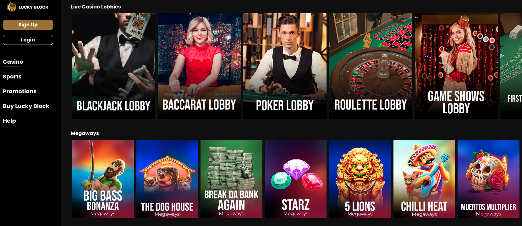 Lucky Block Casino Lobby