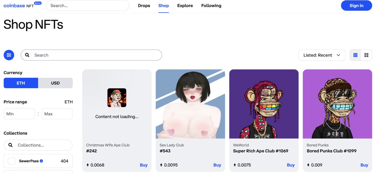 Coinbase shop nft