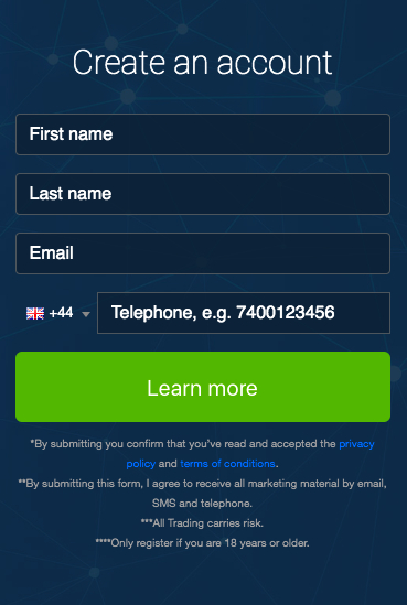 Bitcoin Loophole account creation tab