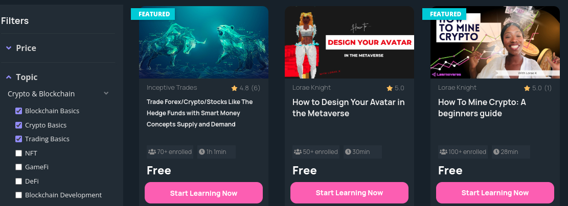 Bitdegree Featured Courses