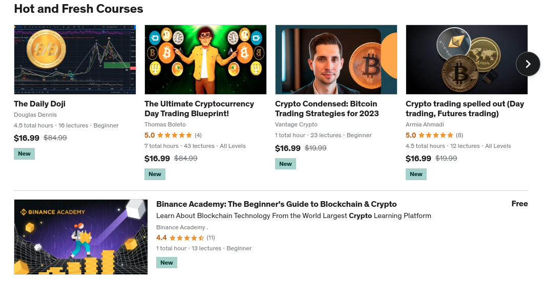 Udemy Popular Crypto Courses