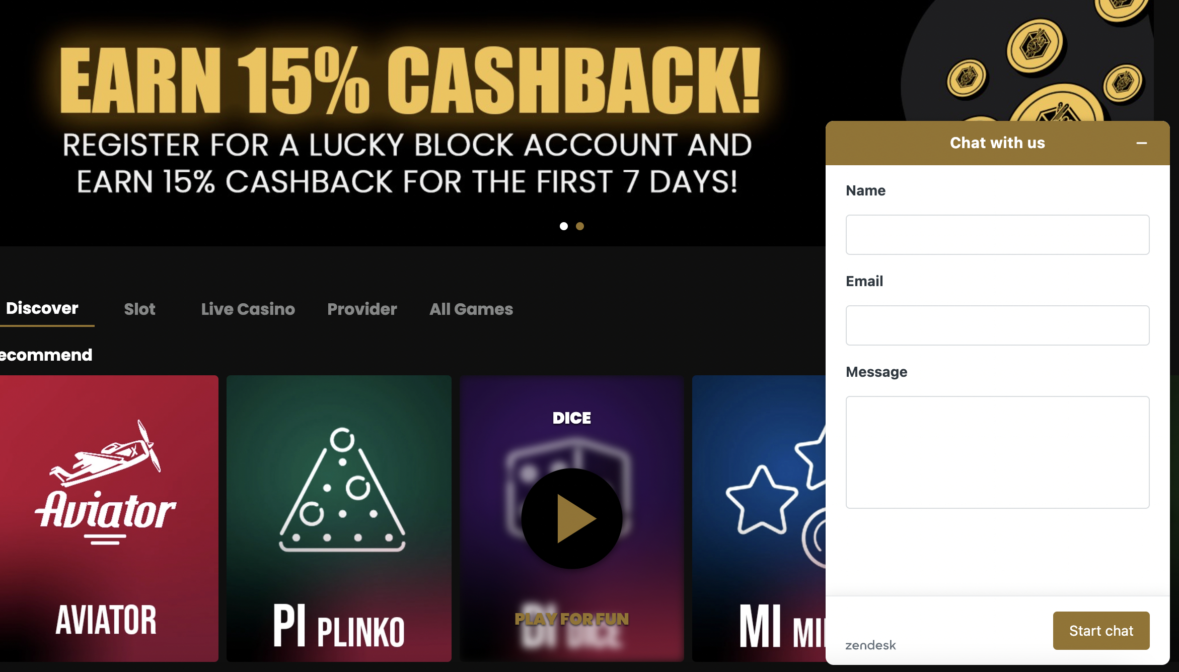 Lucky Block 15% Cashback