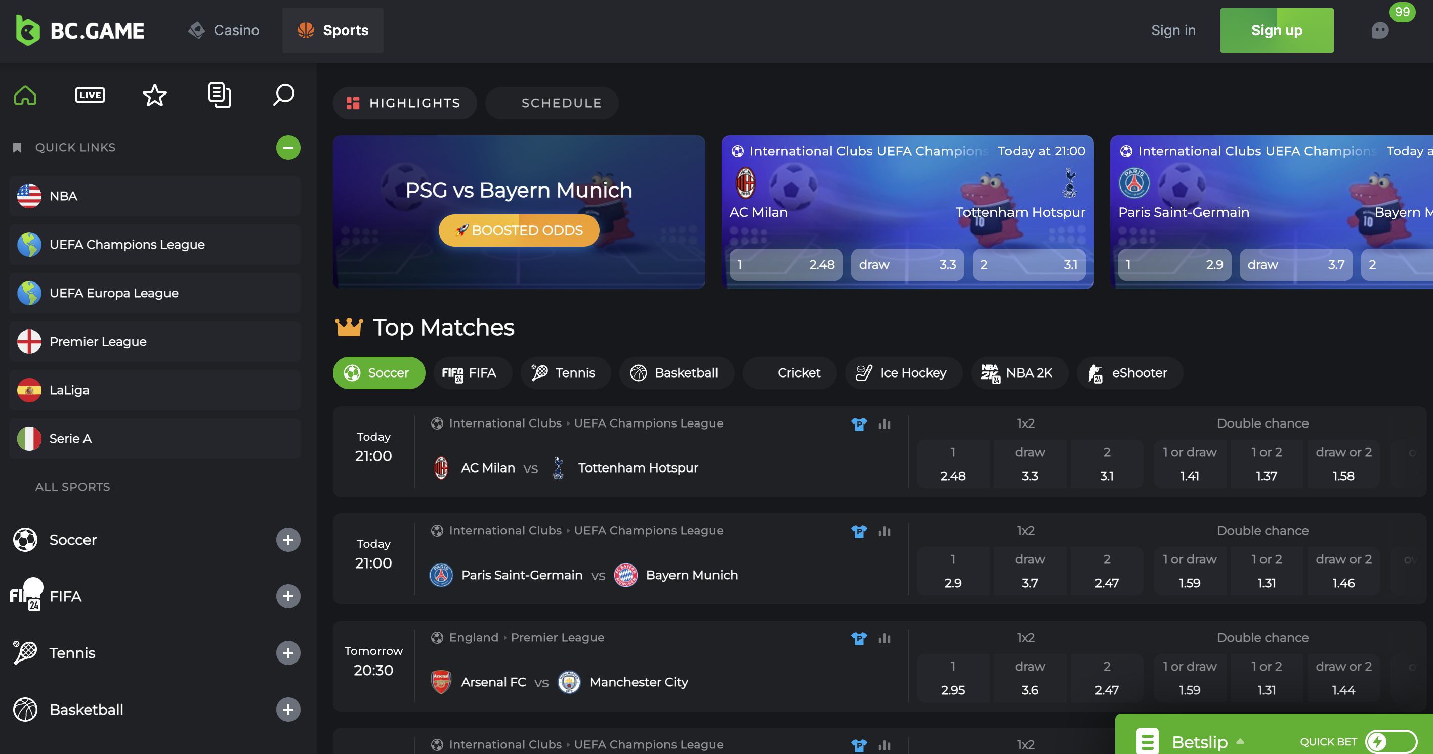 Soccer Matches On BC.Game