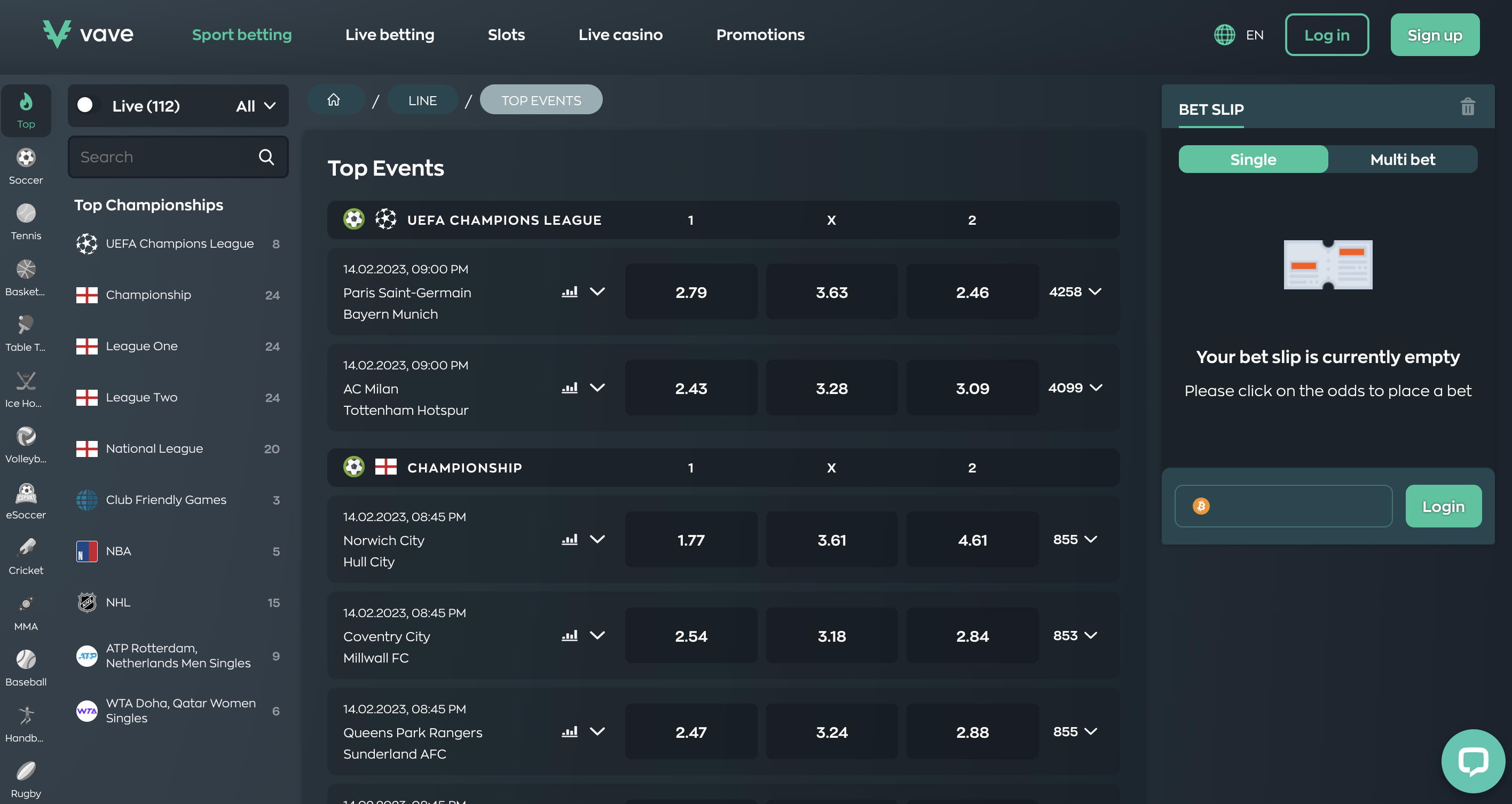 Sports Betting On Vave Casino