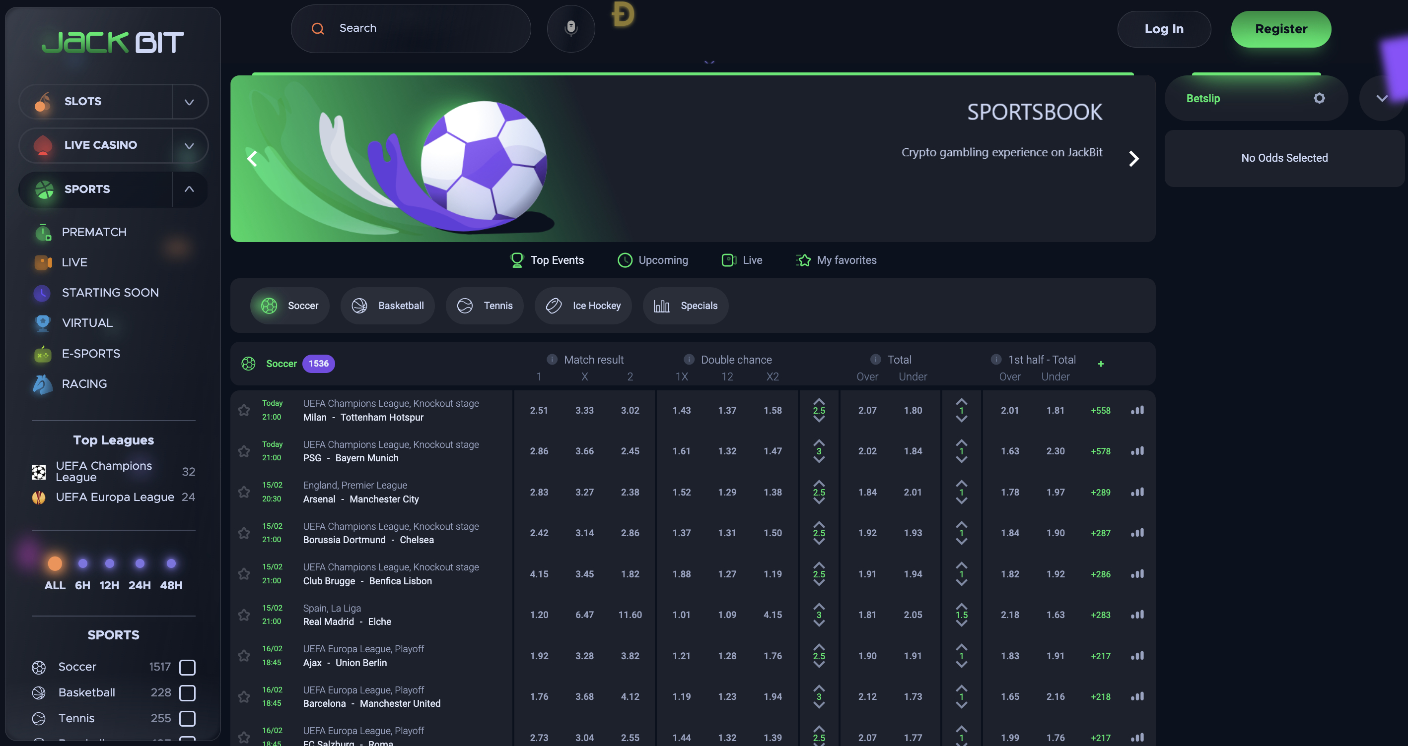 Soccer Odds On Jackbit Casino