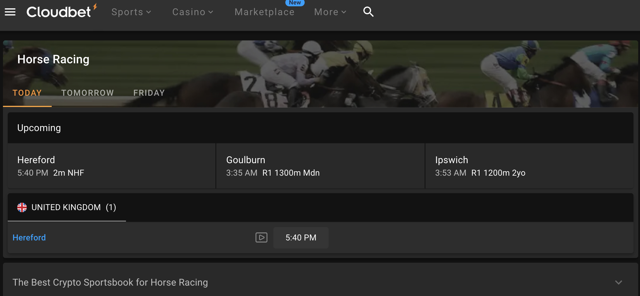 Horse Racing On Cloudbet