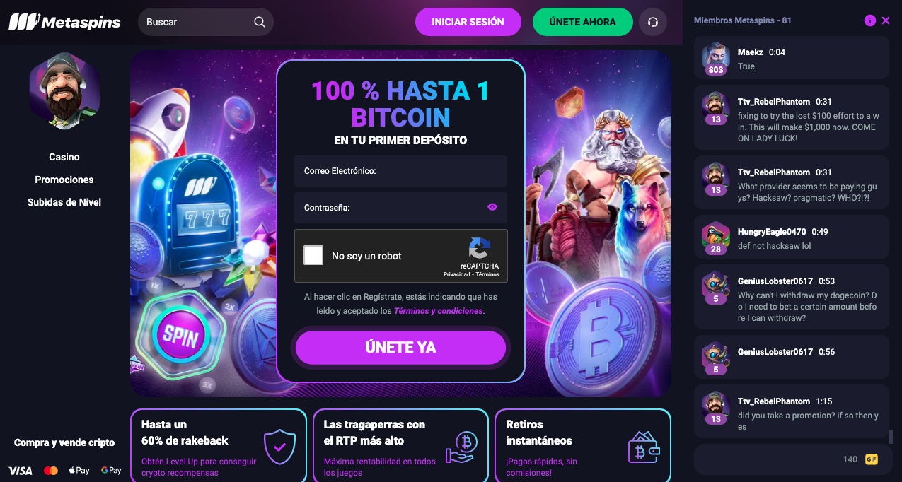 Bitcoin casino bonus Metaspins