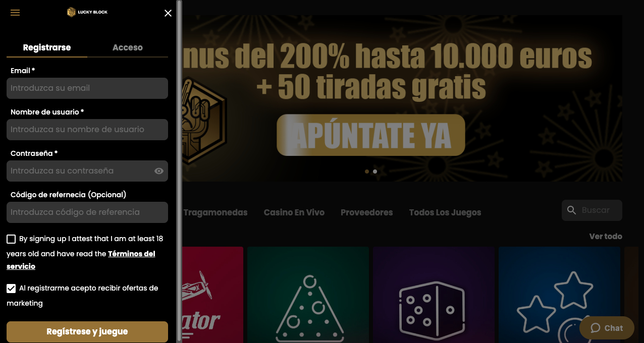 Registro Lucky Block