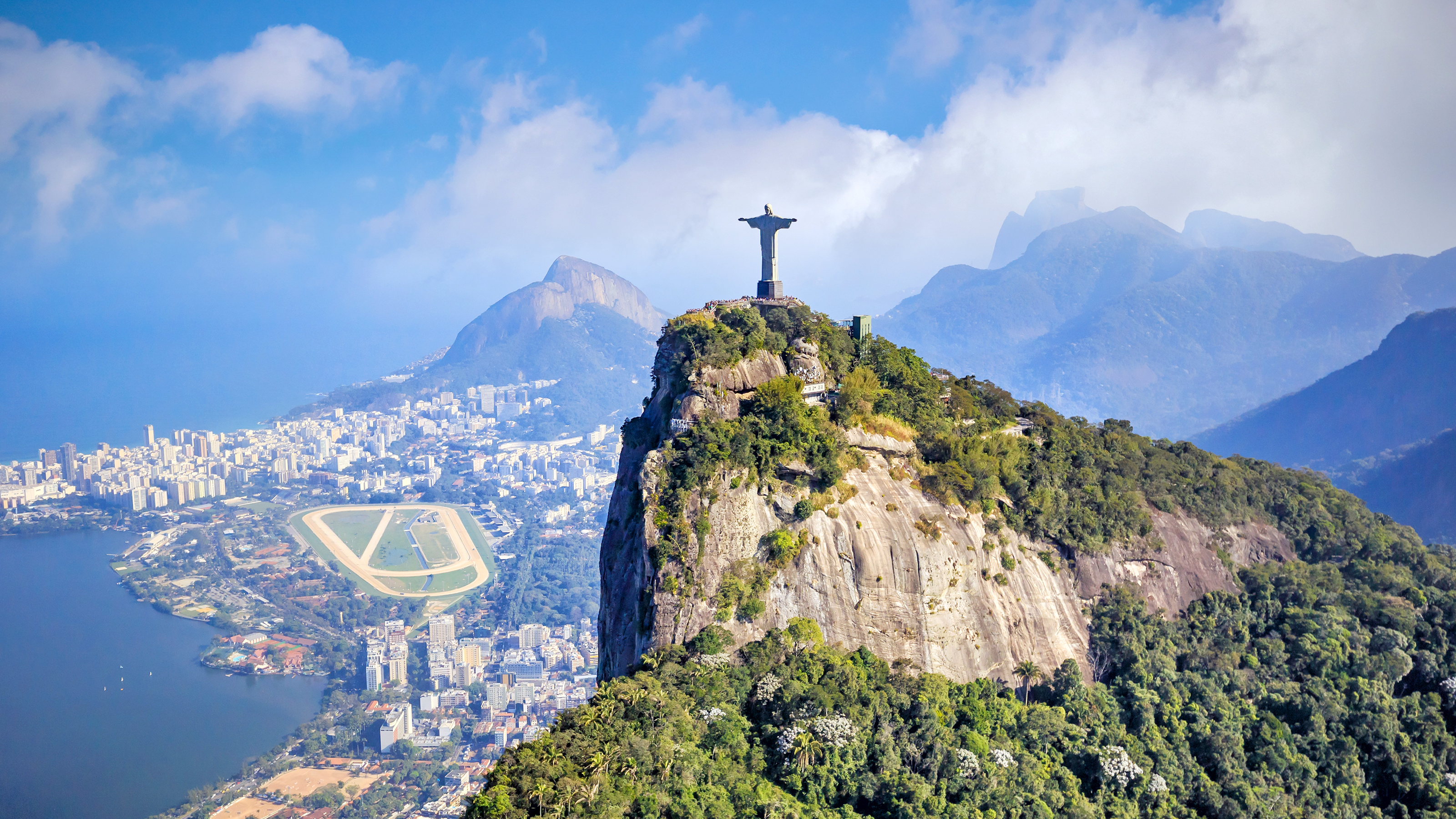 An aerial view of the Rio de Janeiro skyline in Brazil.