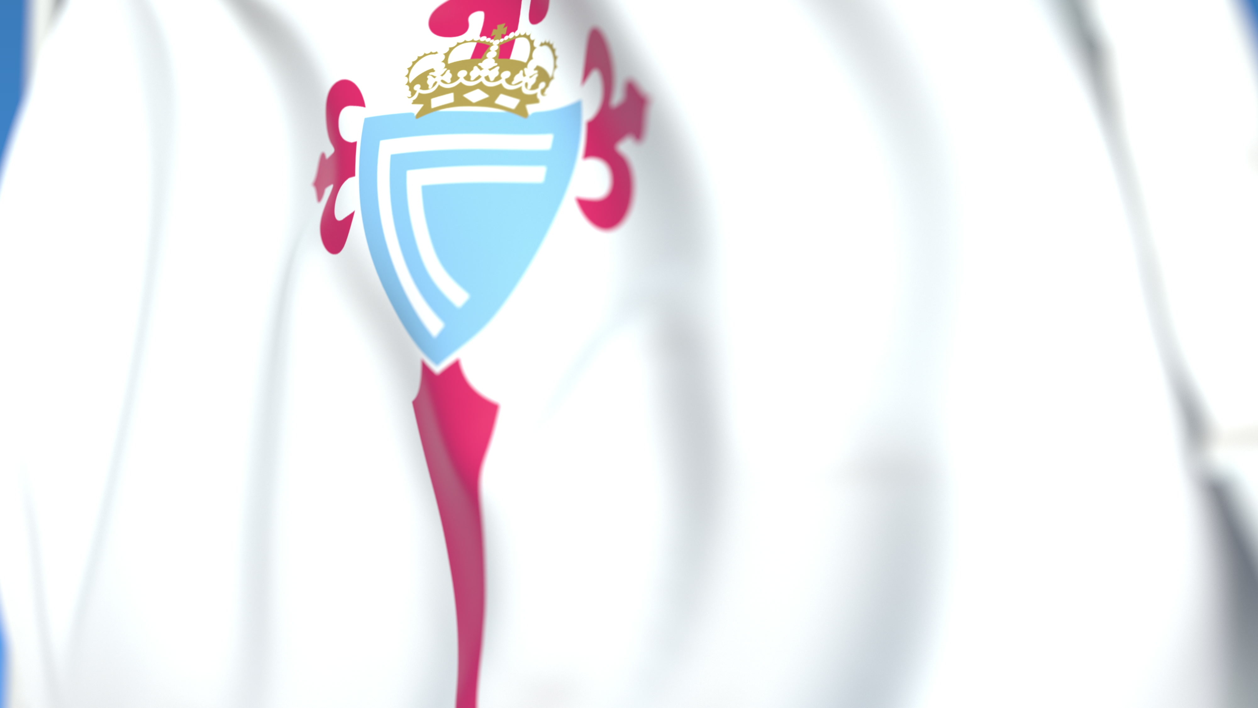 A flag featuring the crest of the Spanish football club Celta Vigo.