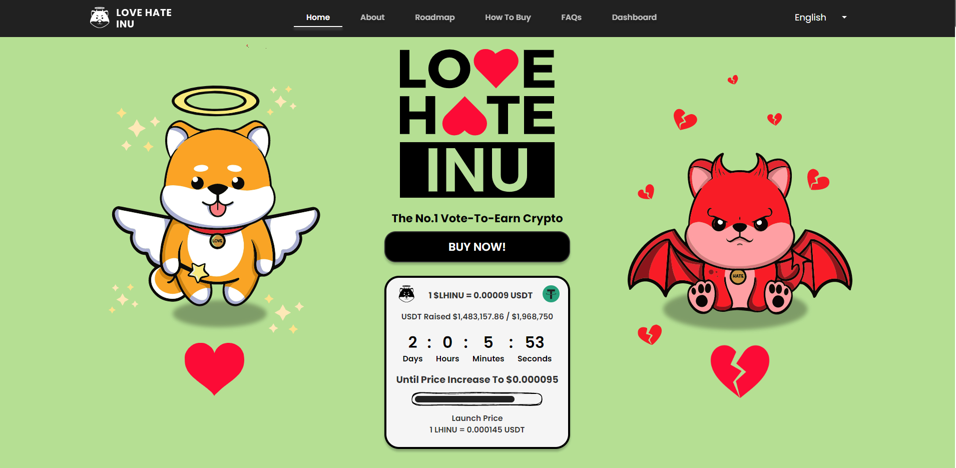 Love Hate Inu Koers Verwachting - Presale fase 2
