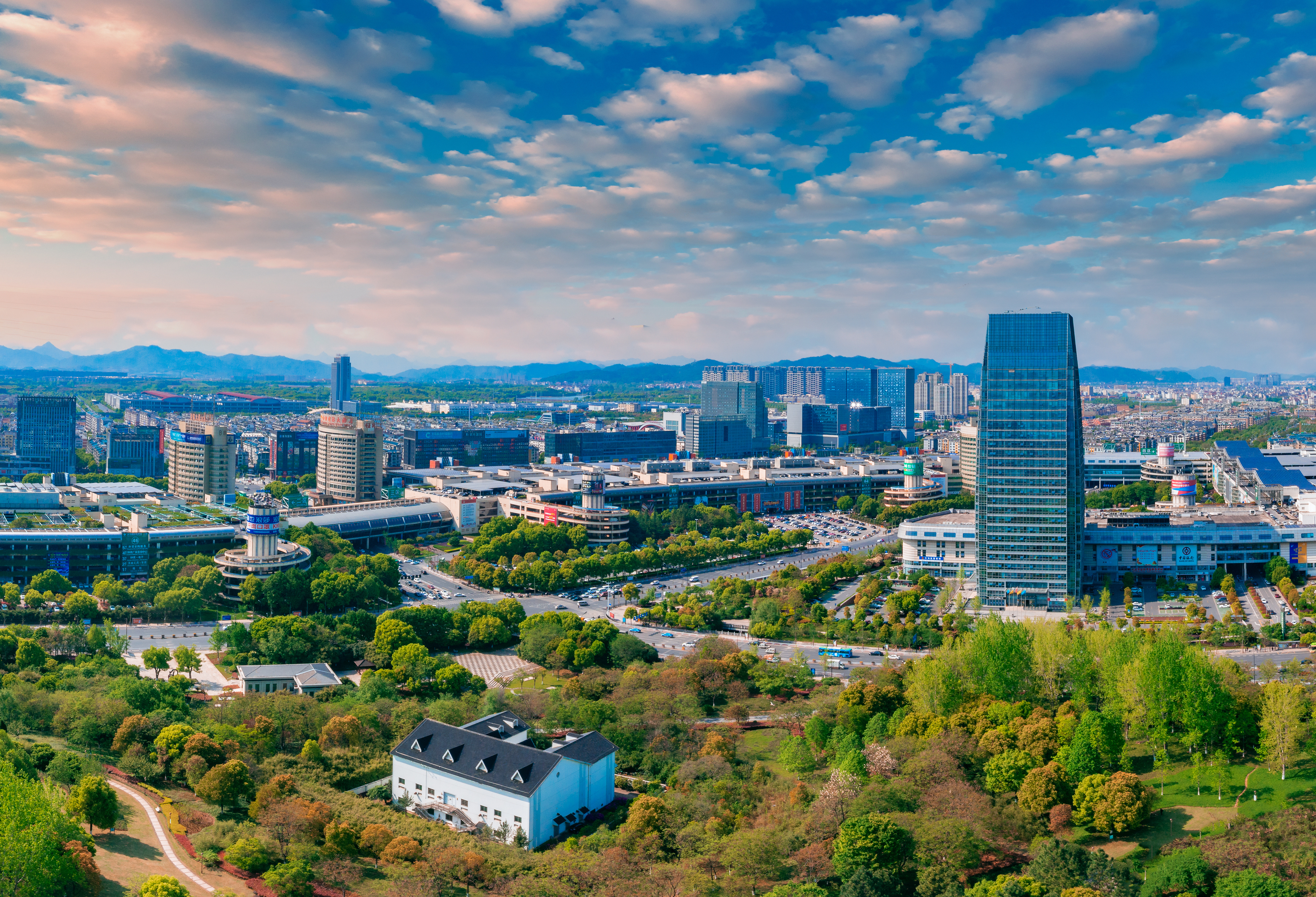 A landscape view of Yiwu, Zhejiang Province, China.