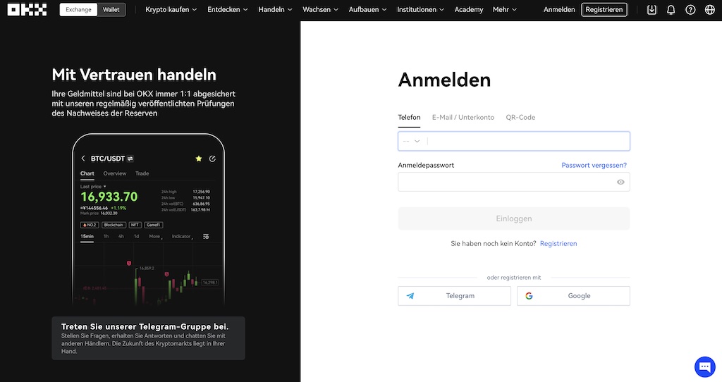 OKX Anmeldung