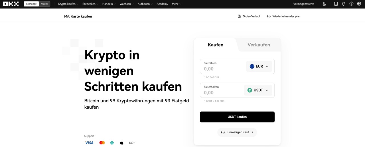 OKX USDT Einzahlung