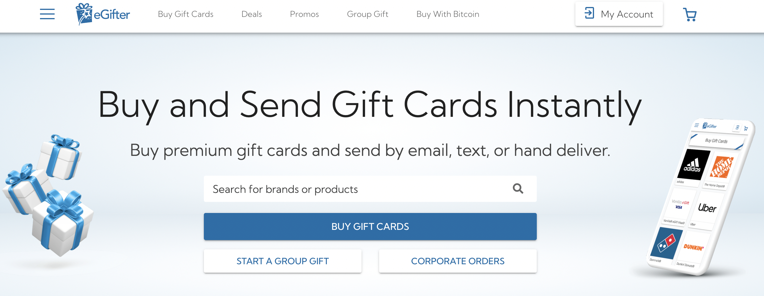 eGifter gift card online shop