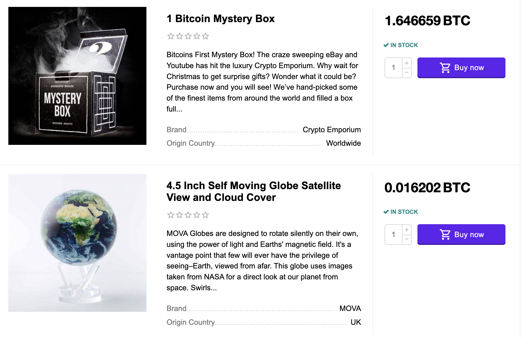 Buy 1 Bitcoin Mystery Box with Bitcoin