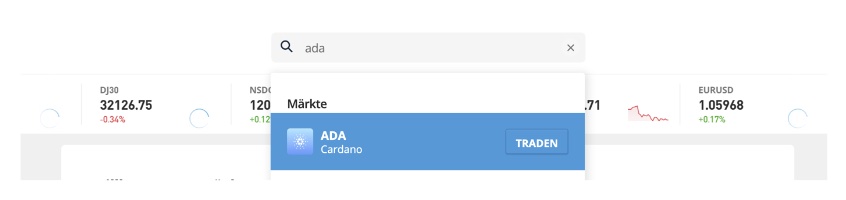 eToro ADA suchen