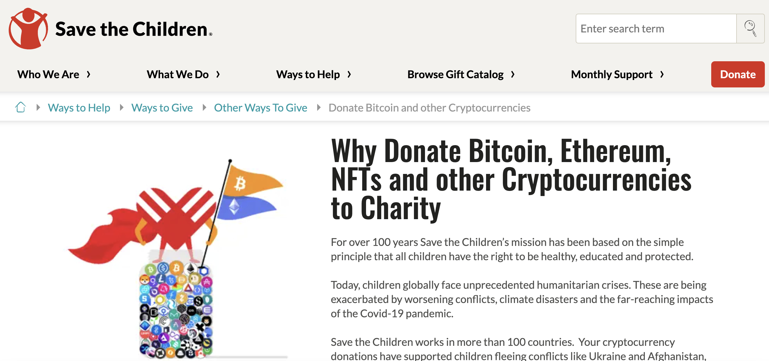 Save the Children crypto donation