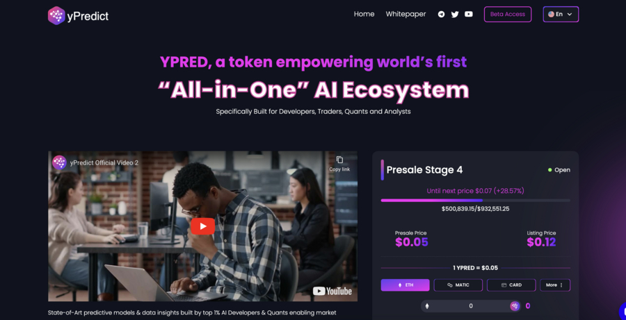 yPredict token presale page