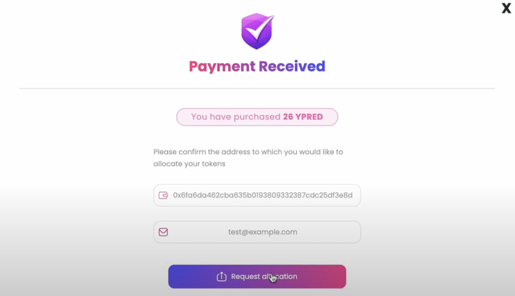 YPRED Payment Received