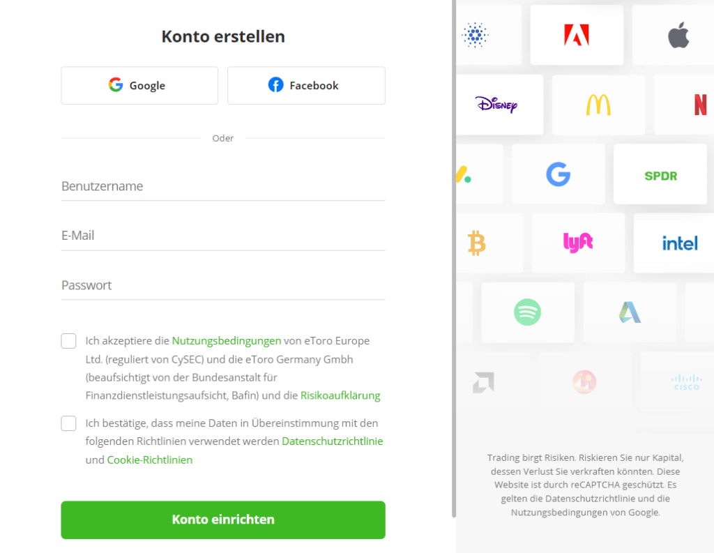 eToro Konto erstellen