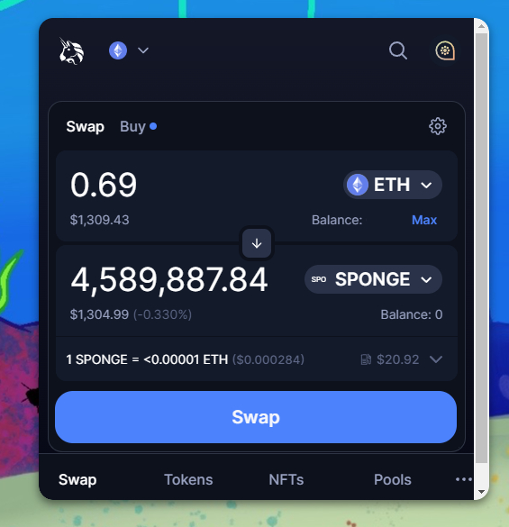 Spongebob coin kopen met ethereum