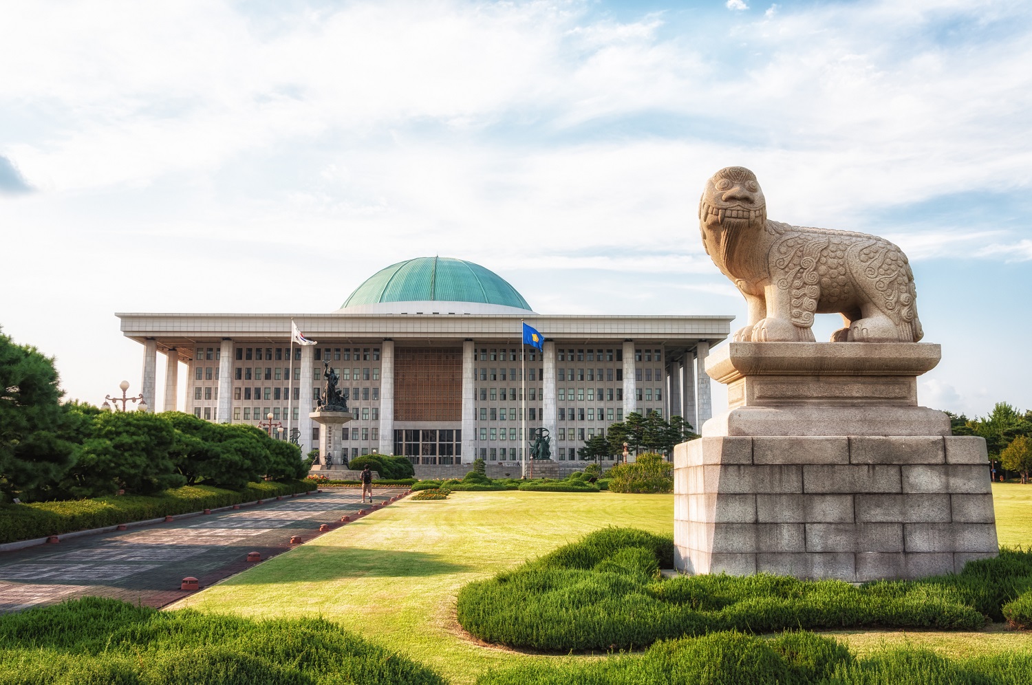 The exterior of the National Assembly building in Seoul, South Korea.