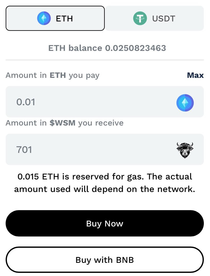 Swap ETH For $WSM