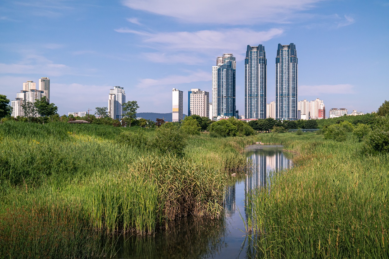 High-rise buildings in Ulsan, South Korea.