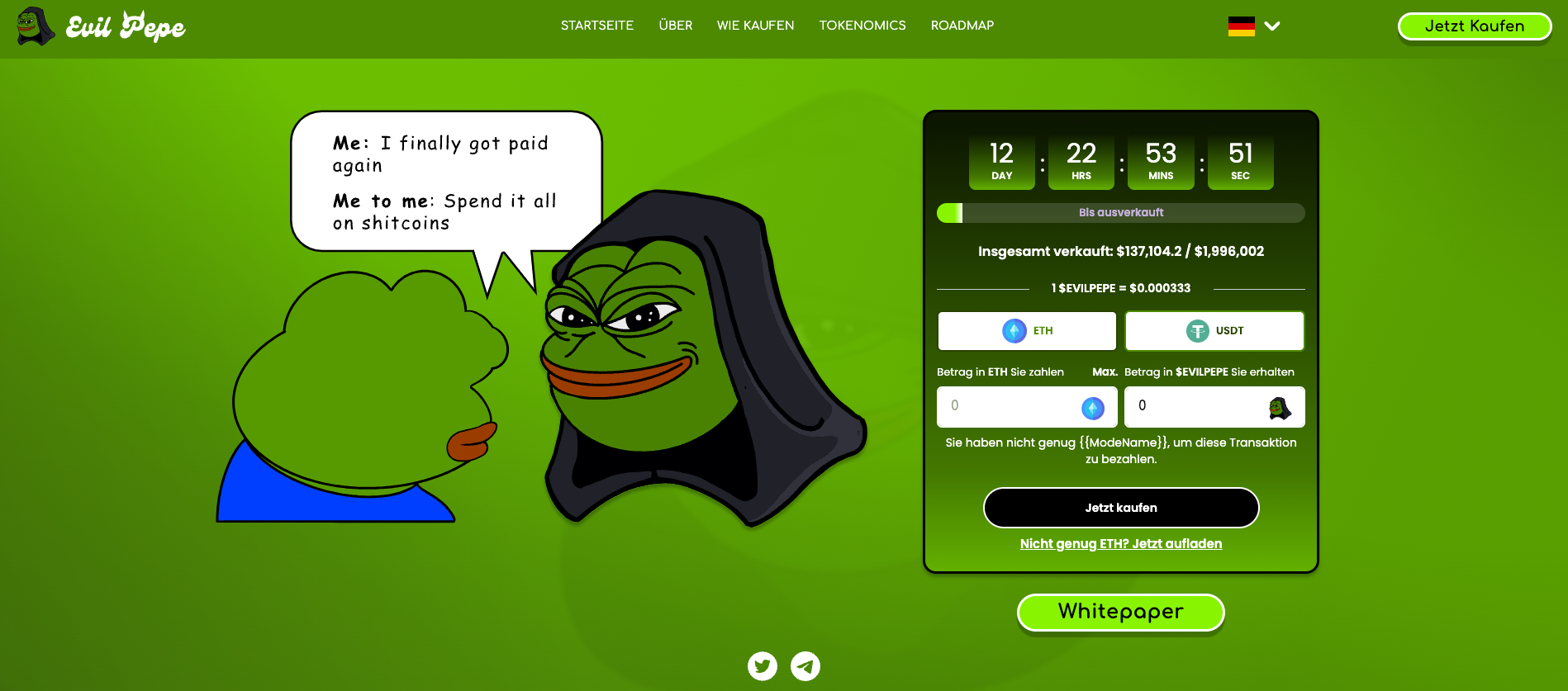 Evil Pepe Coin Startseite