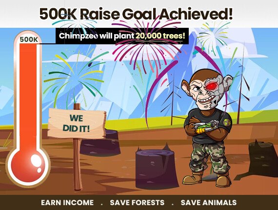 La preventa de Chimpzee acumula fondos, se ha alcanzado el objetivo de 500.000 para plantar 20.000 árboles