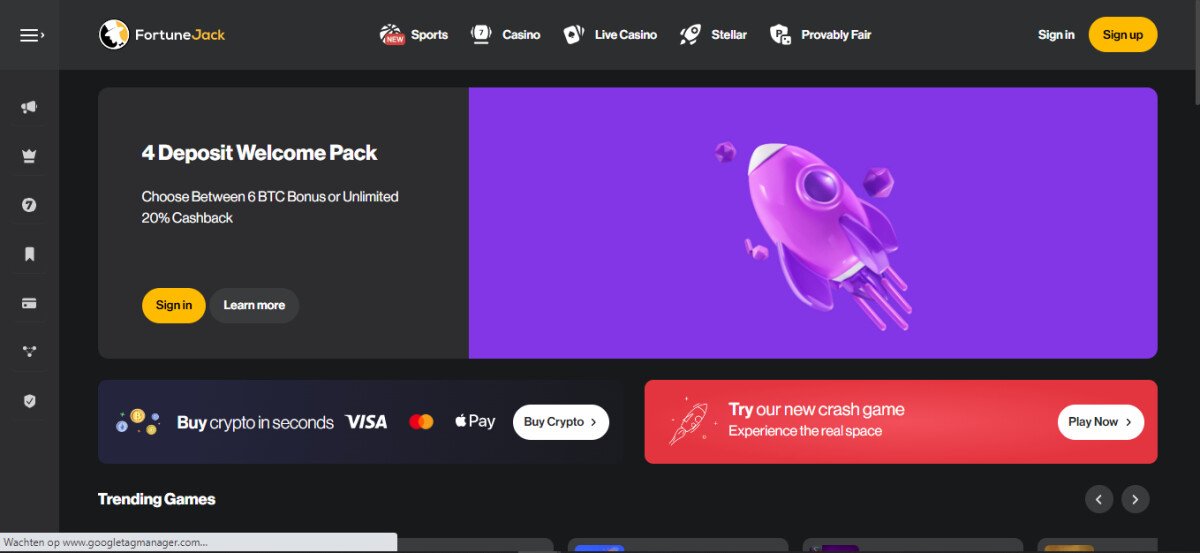 FortuneJack, Bitcoin dice casino