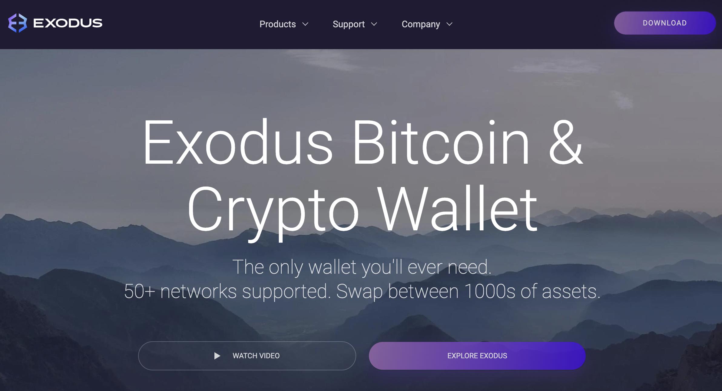 Exodus Crypto Wallet Homepage