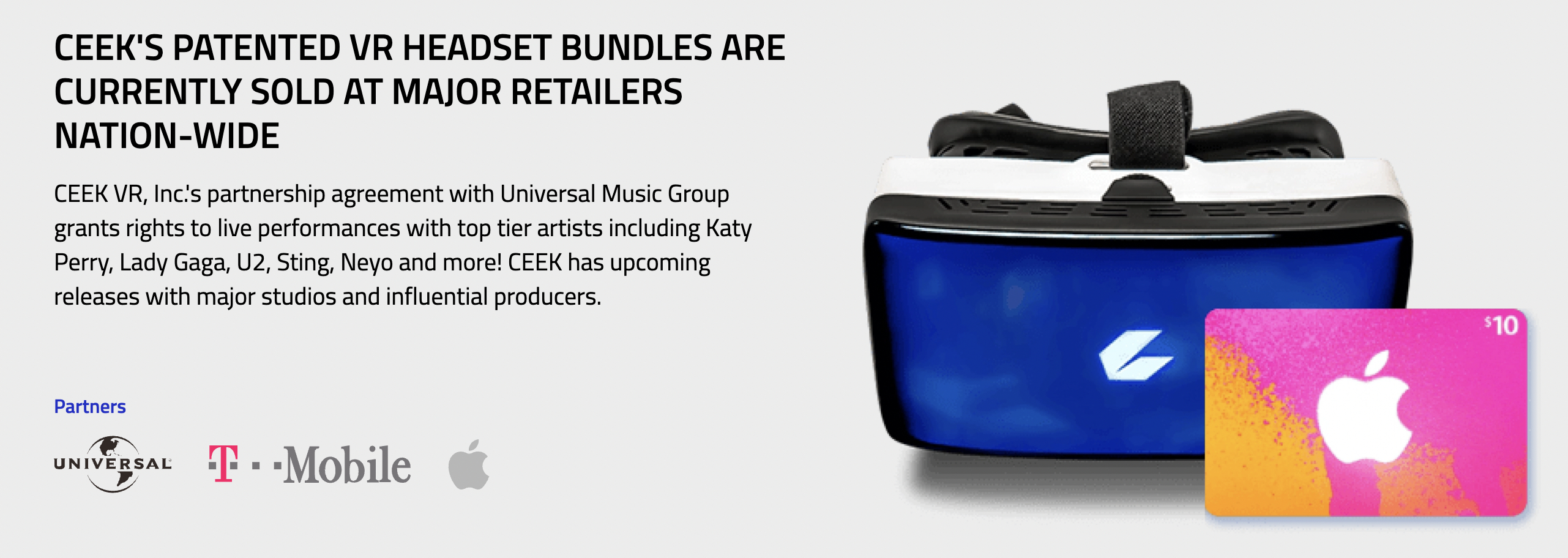 CEEK's patented VR headset bundle