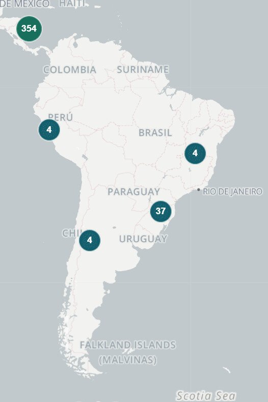 Latin Amerika'da Bitcoin ATM'lerinin Yeri. (Kaynak: CoinATM Radar)