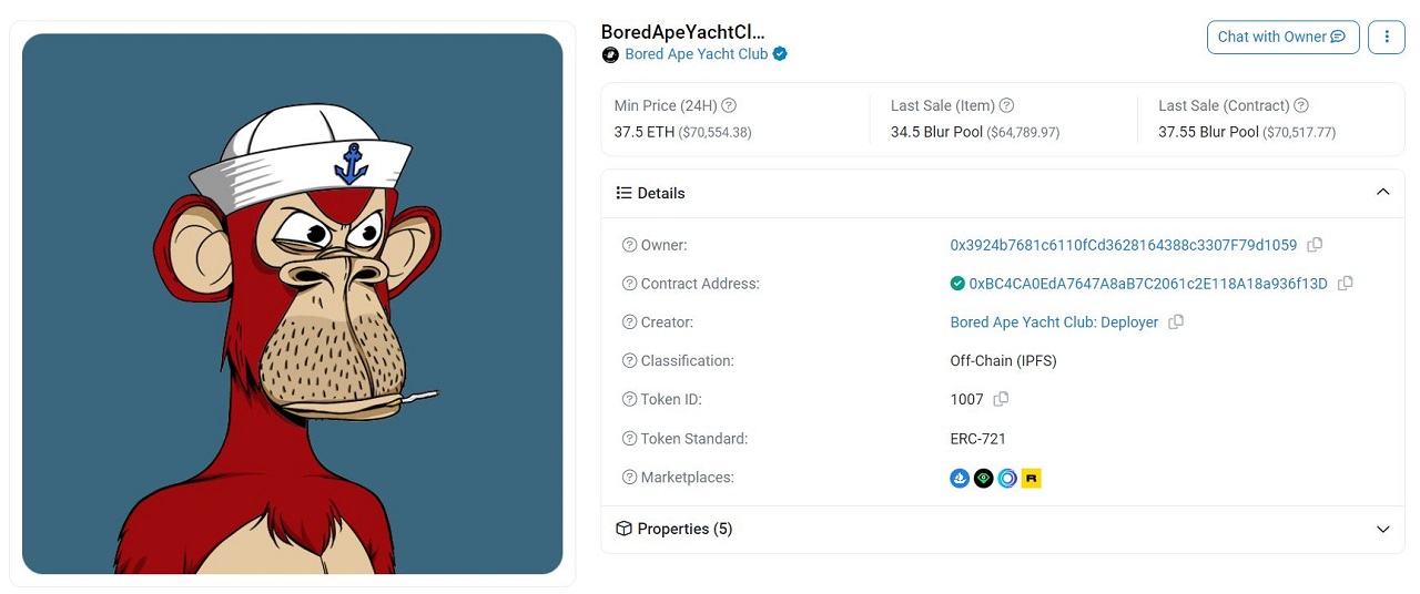 Une des ventes de Huang : un NFT de Bored Ape Yacht Club change de propri&eacute;taire