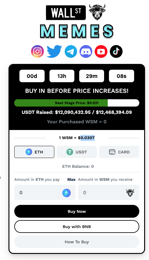 Wall Street memes presale 3 juli