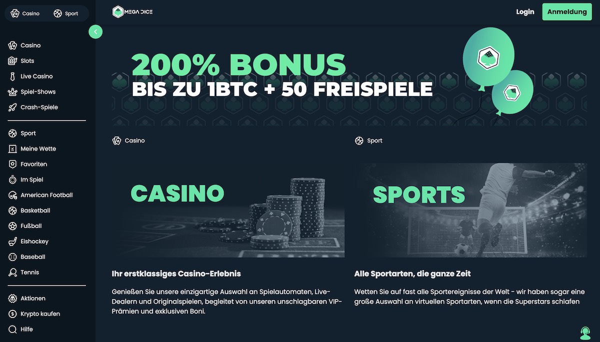 Schritt 1: Registrierung bei Mega Dice