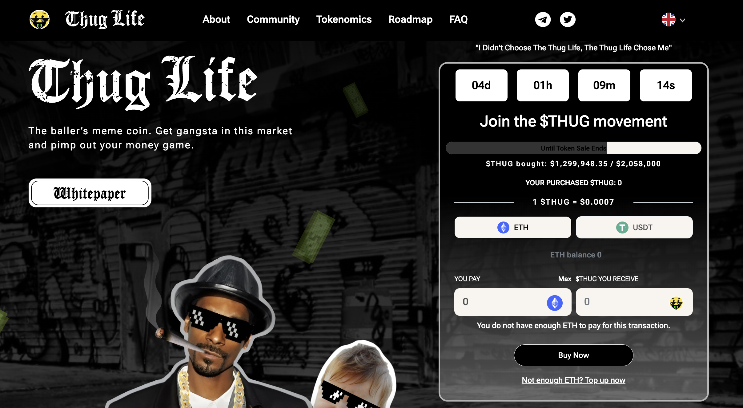 Thug Life token presale page