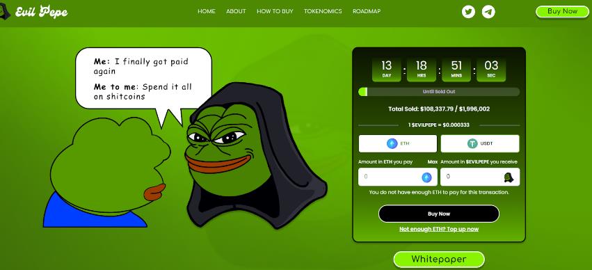 Aufregender neuer Meme Coin Evil Pepe explodiert über $100.000 - Ist $EVILPEPE 2023 der heißeste Shitcoin-Vorverkauf?
