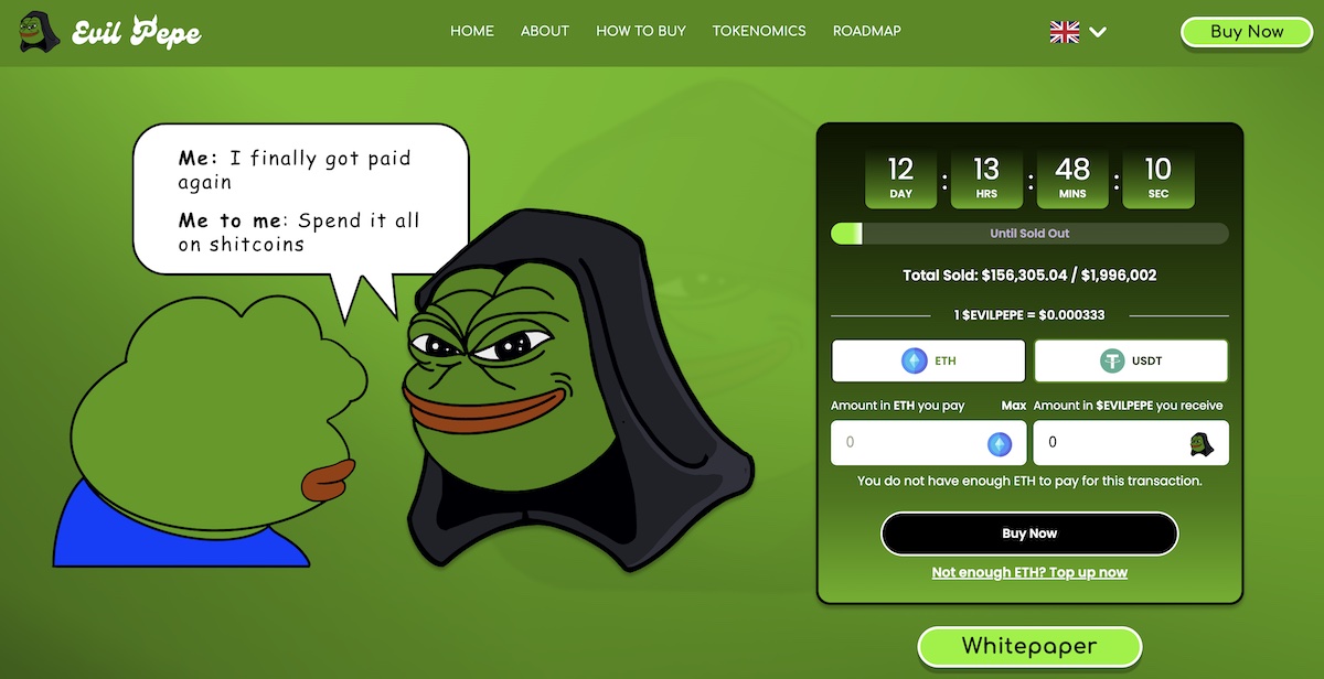 Schritt 4: Besuche die Evil Pepe Presale-Website