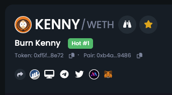 kenny birn coin trending at no.  1 in dextools
