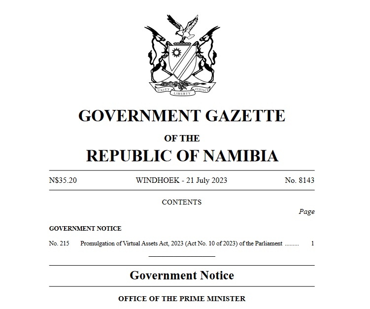 Loi Crypto Gouvernement Namibie