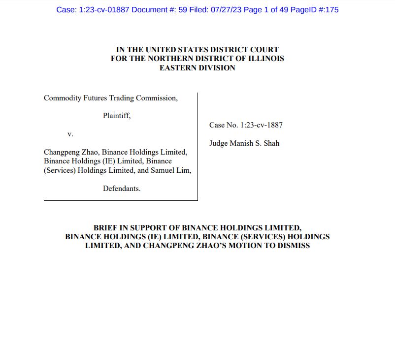 Binance CZ CFTC rejet procès