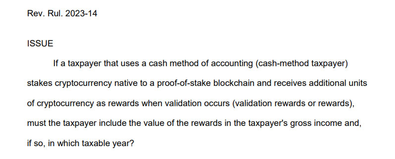 IRS et staking de cryptomonnaie