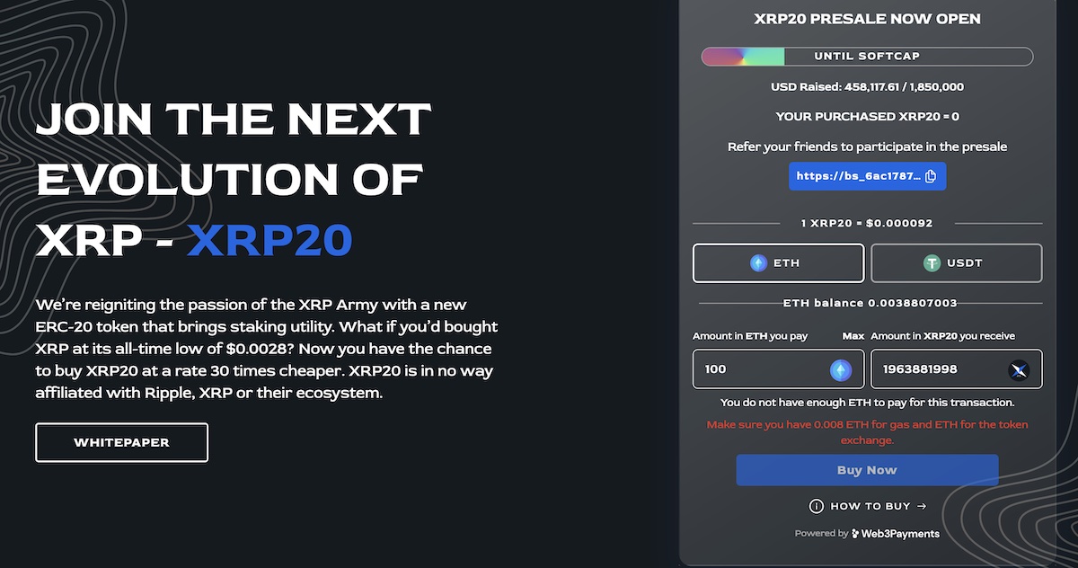 Schritt 6: Bestätigen Sie den Kauf zum Erhalt der XRP20 Coins