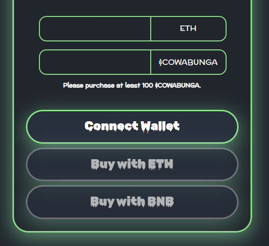 Cowabunga Coin kopen connect wallet